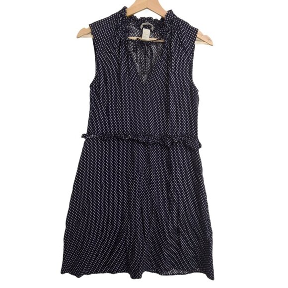 H&M Dresses & Skirts - H&M Dress Size 4 Womens Navy White Leaf Print Sheath Sleeveless V-neck Ruffle